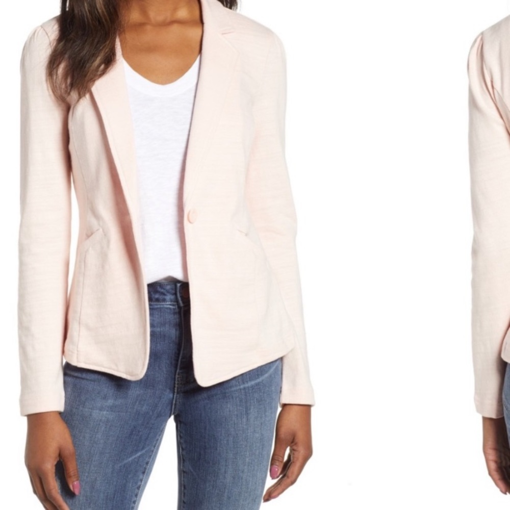 [caslon] pink cotton knit blazer